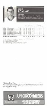 1990-91 Junior Whalers/7-Eleven Hartford Whalers #NNO Mike Tomlak Back