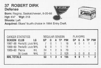 1990-91 Kodak St. Louis Blues #8 Robert Dirk Back