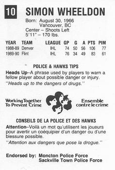 1990-91 Moncton Hawks (AHL) Police #24 Simon Wheeldon Back