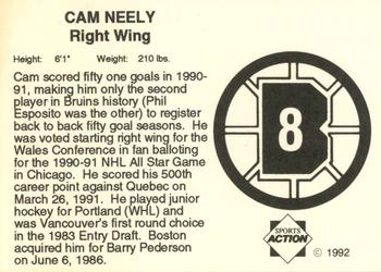 1991-92 Sports Action Boston Bruins #NNO Cam Neely Back