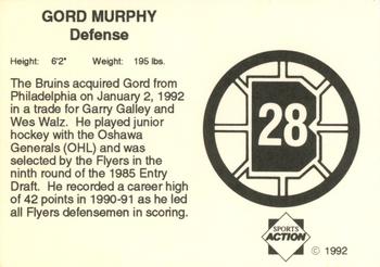 1991-92 Sports Action Boston Bruins #NNO Gord Murphy Back