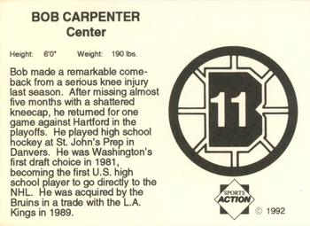 1991-92 Sports Action Boston Bruins #NNO Bobby Carpenter Back