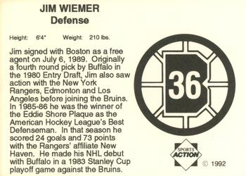 1991-92 Sports Action Boston Bruins #NNO Jim Wiemer Back