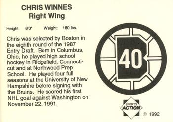 1991-92 Sports Action Boston Bruins #NNO Chris Winnes Back