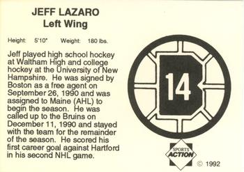 1991-92 Sports Action Boston Bruins #NNO Jeff Lazaro Back