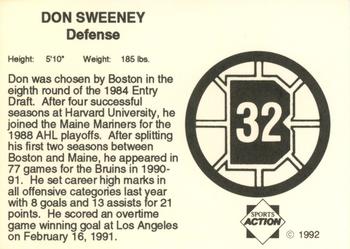 1991-92 Sports Action Boston Bruins #NNO Don Sweeney Back