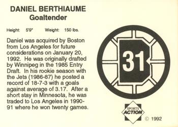 1991-92 Sports Action Boston Bruins #NNO Daniel Berthiaume Back