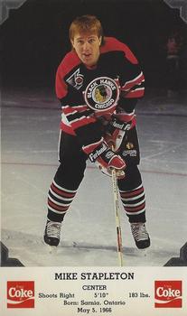 1991-92 Coca-Cola Chicago Blackhawks #NNO Mike Stapleton Front
