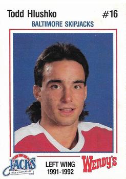 1991-92 Baltimore Skipjacks (AHL) #9 Todd Hlushko Front