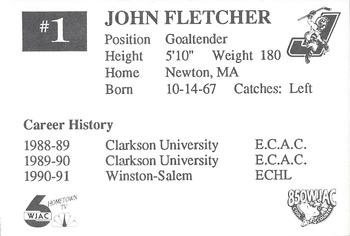 1991-92 Johnstown Chiefs (ECHL) #NNO John Fletcher Back