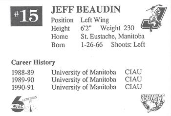 1991-92 Johnstown Chiefs (ECHL) #NNO Jeff Beaudin Back