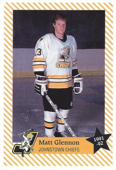 1991-92 Johnstown Chiefs (ECHL) #NNO Matt Glennon Front