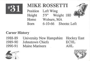 1991-92 Johnstown Chiefs (ECHL) #NNO Mike Rossetti Back