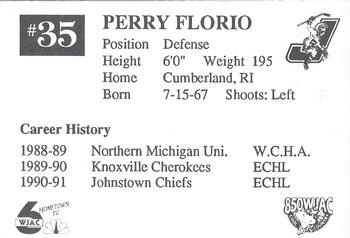 1991-92 Johnstown Chiefs (ECHL) #NNO Perry Florio Back