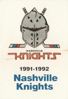 1991-92 WZTV FOX-17 Nashville Knights (ECHL) #NNO Header Card Front