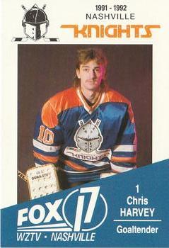 1991-92 WZTV FOX-17 Nashville Knights (ECHL) #NNO Chris Harvey Front