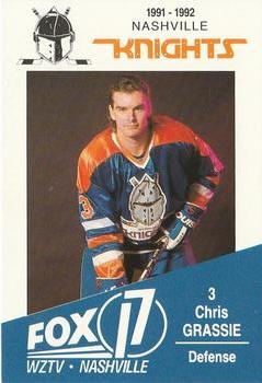 1991-92 WZTV FOX-17 Nashville Knights (ECHL) #NNO Chris Grassie Front