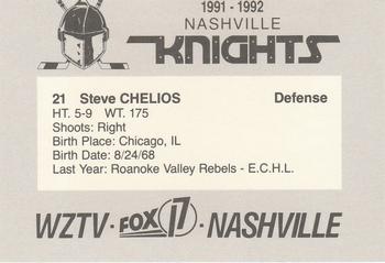 1991-92 WZTV FOX-17 Nashville Knights (ECHL) #NNO Steve Chelios Back