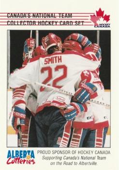 1991-92 Alberta Lotteries Canada's National Team #NNO Header Card Front