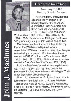1991-92 Michigan Tech Huskies (NCAA) #NNO John MacInnes Back