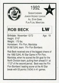 1991-92 Air Canada/Old Dutch SJHL All-Stars #13 Rob Beck Back