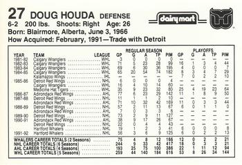 1992-93 Dairy Mart Hartford Whalers #NNO Doug Houda Back