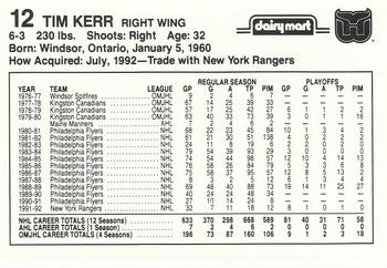 1992-93 Dairy Mart Hartford Whalers #NNO Tim Kerr Back