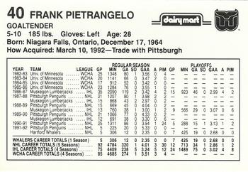 1992-93 Dairy Mart Hartford Whalers #NNO Frank Pietrangelo Back