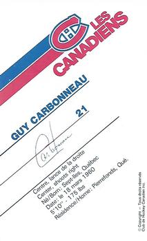 1986-87 Montreal Canadiens #NNO Guy Carbonneau Back