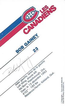1986-87 Montreal Canadiens #NNO Bob Gainey Back