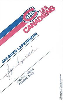 1986-87 Montreal Canadiens #NNO Jacques Laperriere Back