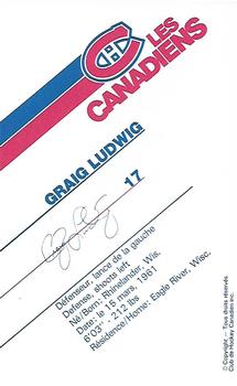 1986-87 Montreal Canadiens #NNO Craig Ludwig Back