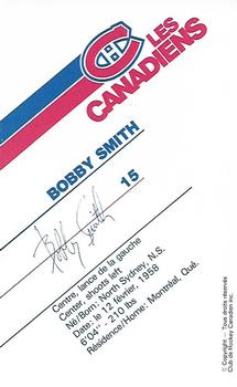 1986-87 Montreal Canadiens #NNO Bobby Smith Back