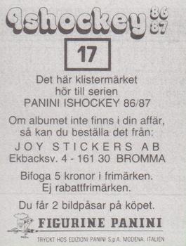 1986-87 Panini Ishockey (Swedish) Stickers #17 Par Edlund Back