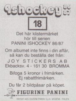 1986-87 Panini Ishockey (Swedish) Stickers #18 Stefan Nilsson Back