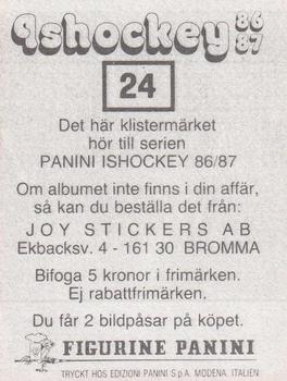 1986-87 Panini Ishockey (Swedish) Stickers #24 Jon Lundström Back