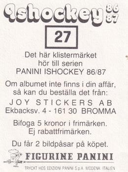 1986-87 Panini Ishockey (Swedish) Stickers #27 Ulf Dahlen Back