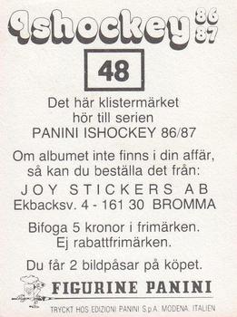 1986-87 Panini Ishockey (Swedish) Stickers #48 Jonny Stridh Back