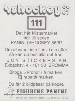 1986-87 Panini Ishockey (Swedish) Stickers #111 Tomas Javeblad Back