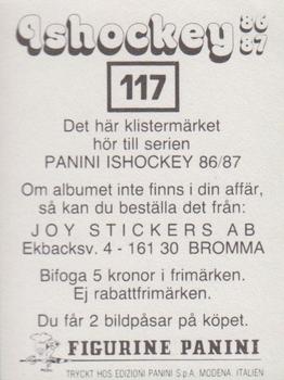 1986-87 Panini Ishockey (Swedish) Stickers #117 Bert-Roland Naslund Back