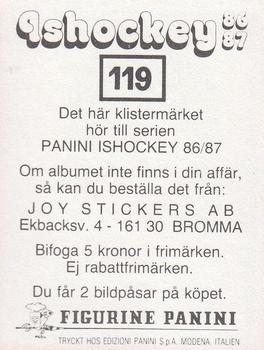 1986-87 Panini Ishockey (Swedish) Stickers #119 Fredrik Stillman Back