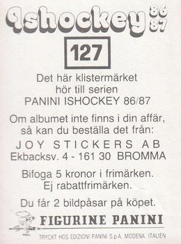 1986-87 Panini Ishockey (Swedish) Stickers #127 Ove Thörnberg Back
