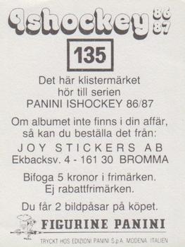 1986-87 Panini Ishockey (Swedish) Stickers #135 Torgny Karlsson Back