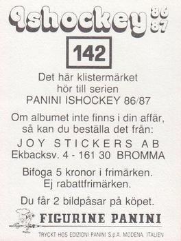 1986-87 Panini Ishockey (Swedish) Stickers #142 Stefan Nilsson Back