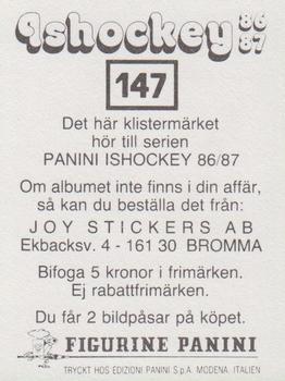 1986-87 Panini Ishockey (Swedish) Stickers #147 Örjan Lindmark Back