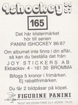 1986-87 Panini Ishockey (Swedish) Stickers #165 Mats Blomqvist Back