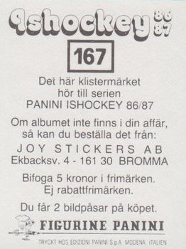 1986-87 Panini Ishockey (Swedish) Stickers #167 Robert Nordmark Back