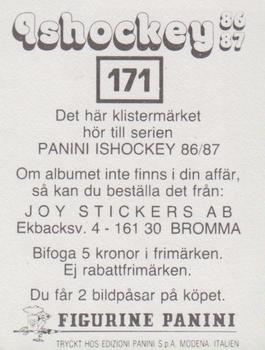 1986-87 Panini Ishockey (Swedish) Stickers #171 Kjell-Ake Johansson Back