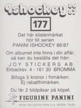 1986-87 Panini Ishockey (Swedish) Stickers #177 Erik Stalnacke Back