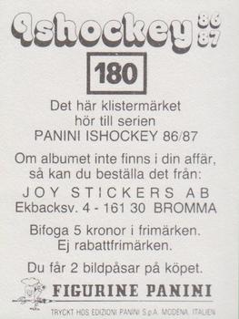 1986-87 Panini Ishockey (Swedish) Stickers #180 Hans Norberg Back